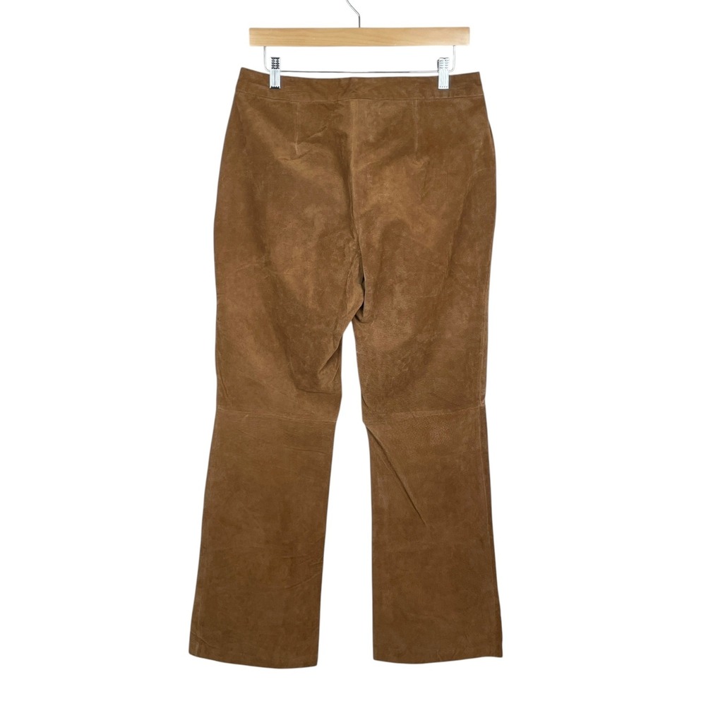 Vintage Womens Brown Suede Leather Pants Size 10 Quiet Luxury Straight Leg - Picture 3 of 10